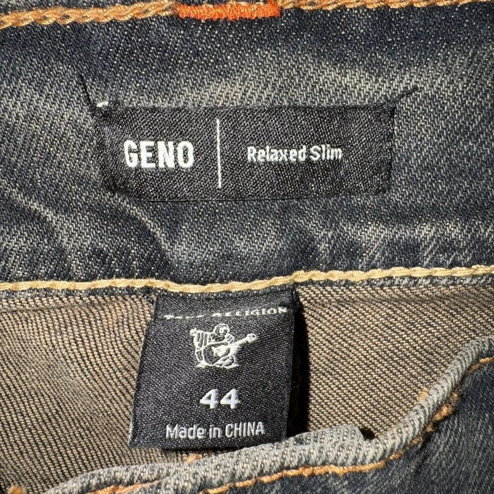 True Religion Men's Geno Relaxed Slim Denim Jeans Size 44 x 33 Dark Wash Gray